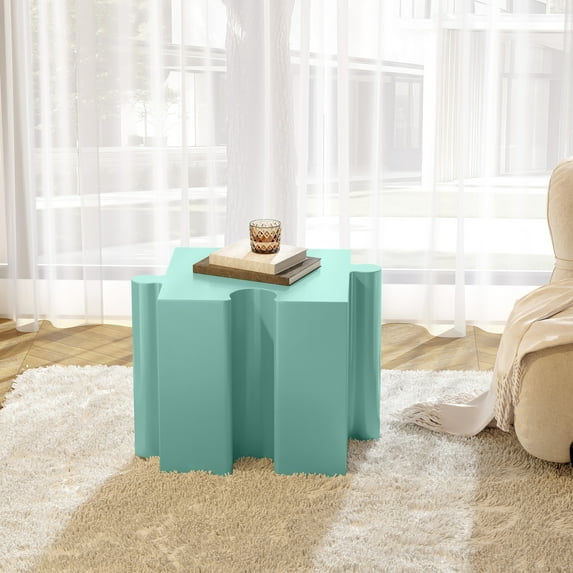 Christopher Knight Home Light Green Puzzle Art Side Table, Modular Interlocking Design, Indoor Outdoor Use, Concave Edge