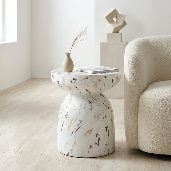 Christopher Knight Home Lightweight MGO Accent Side Table with Hourglass Silhouette, Alabaster