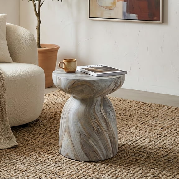 Christopher Knight Home Lightweight MGO Accent Side Table with Hourglass Silhouette, Mist Stone