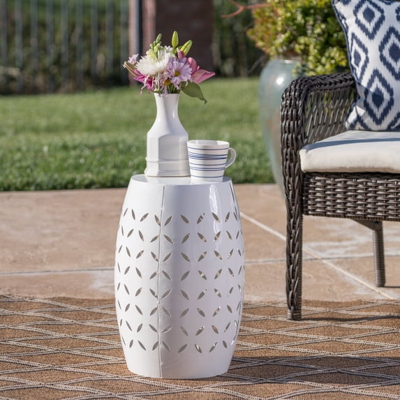 Christopher Knight Home Lilac Outdoor 12" Iron Side Table, White