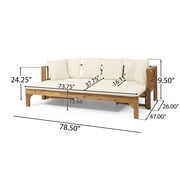 Christopher Knight Home Long Beach Outdoor Extendable Acacia Wood Daybed Sofa by Teak + Beige