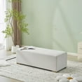 thumbnail image 1 of Christopher Knight Home Long Rectangular Ottoman Bench, White Upholstery with Rubberwood Base, 1 of 11