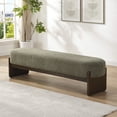 thumbnail image 1 of Christopher Knight Home Loop Yarn Rectangle Ottoman Bench with Brown Wooden Legs and Dark Green Upholstered, 1 of 9