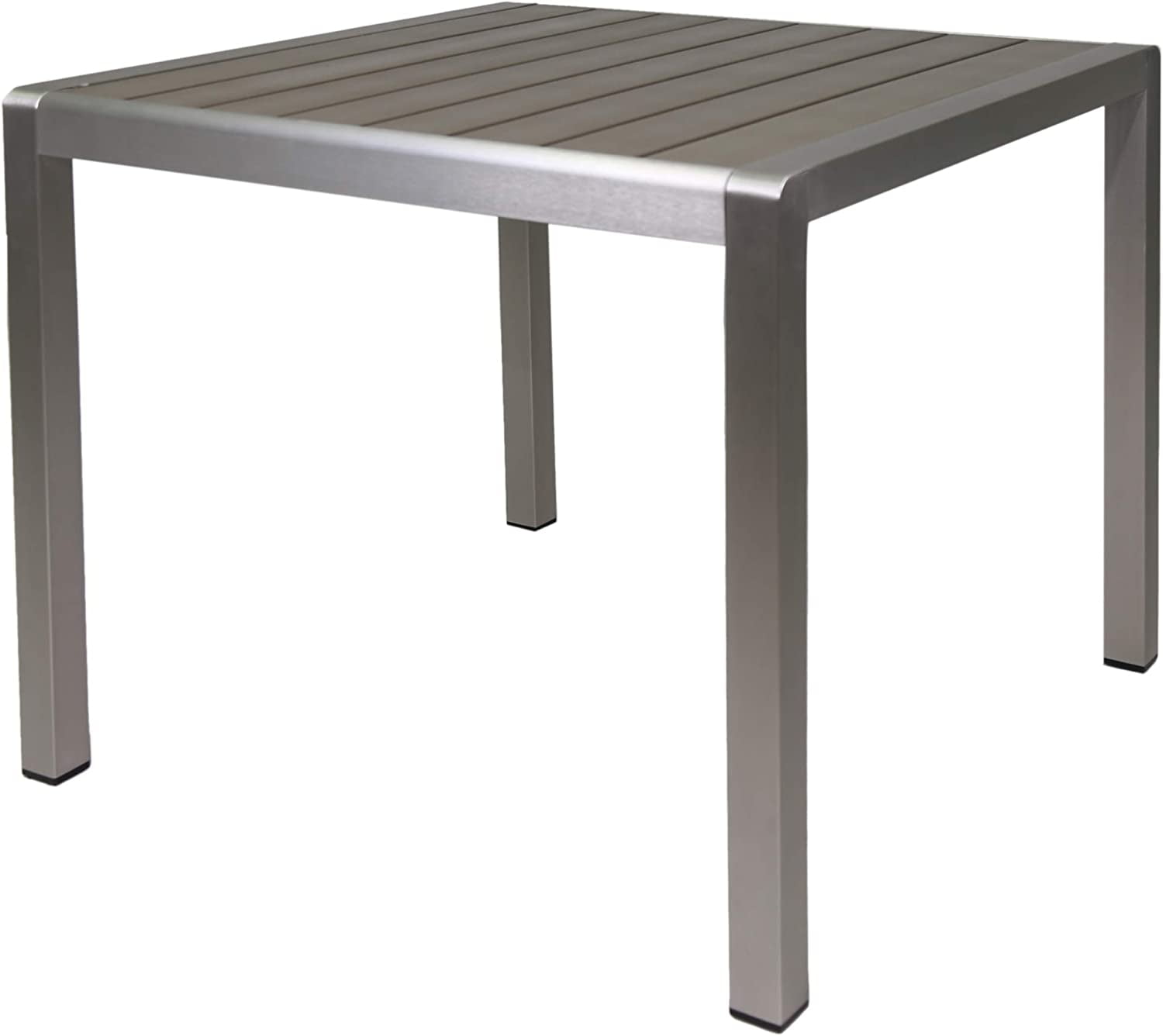 Noble House Cape Coral Silver Square Anodized Aluminum Outdoor Patio Dining Table 54324
