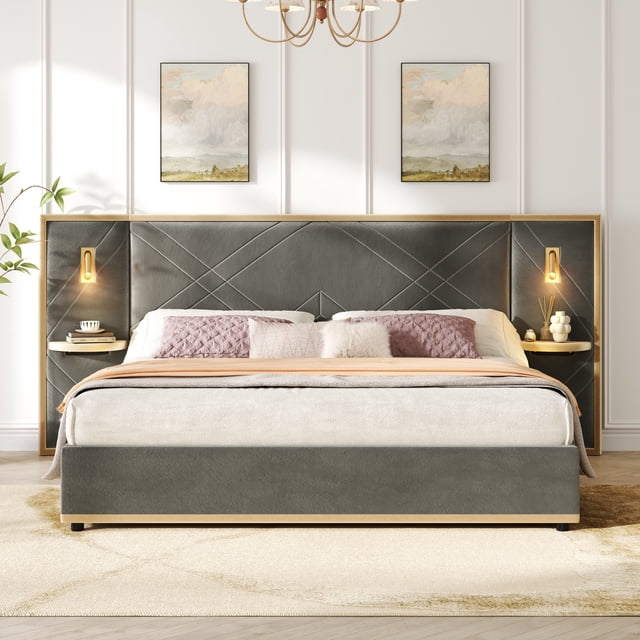 Christopher Knight Home Luxury Velvet Upholstered King Bed with ...