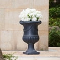 thumbnail image 1 of Christopher Knight Home MGO Flower Urn Planter with Scroll Handles, Black Finish, 1 of 10