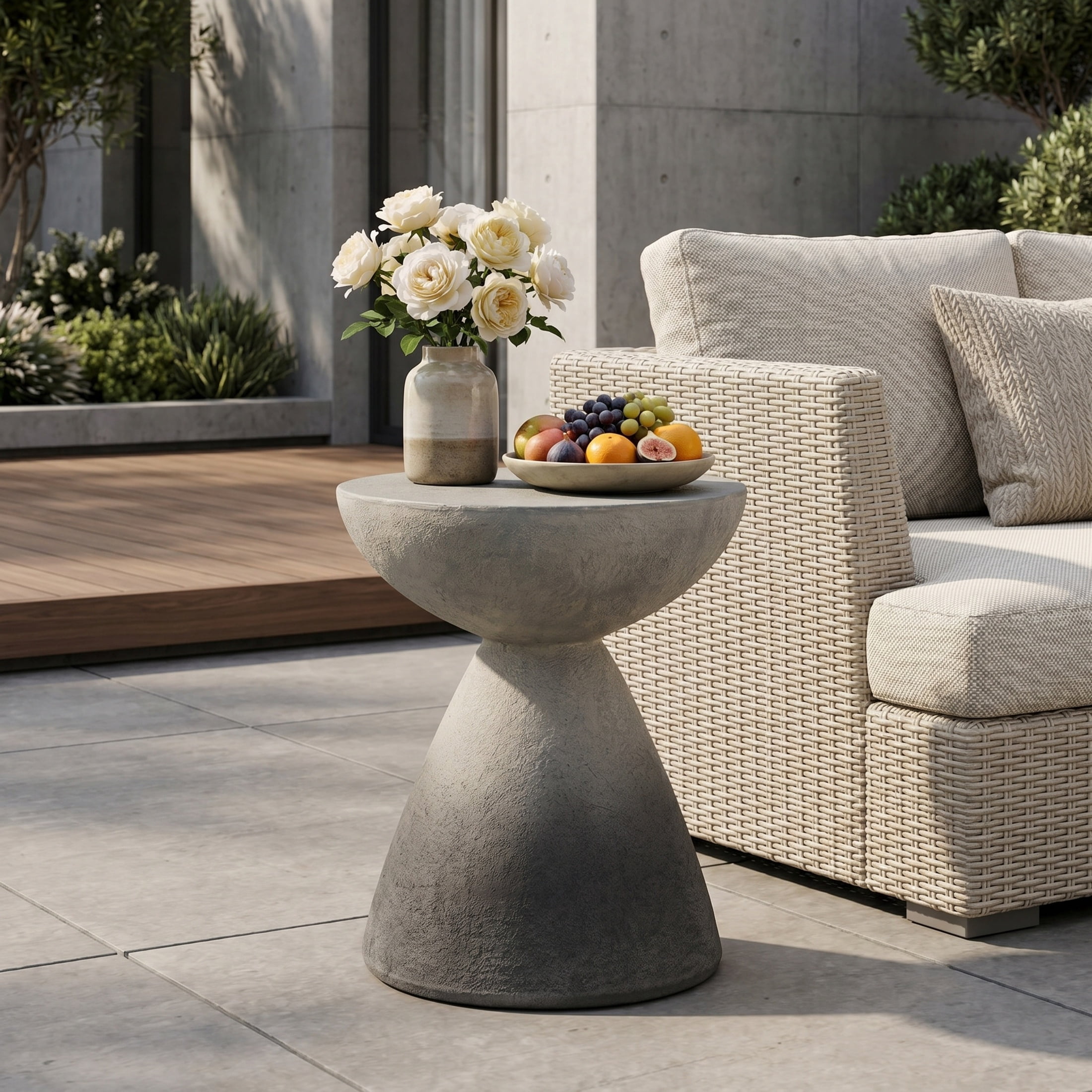 Christopher Knight Home MGO Hourglass Side Table, Indoor and Outdoor Accent End Table, Gradient Gray