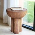 thumbnail image 1 of Christopher Knight Home MGO Indoor Outdoor Round Side Table with Three-Legged Wood-Grain, Brown, 1 of 11