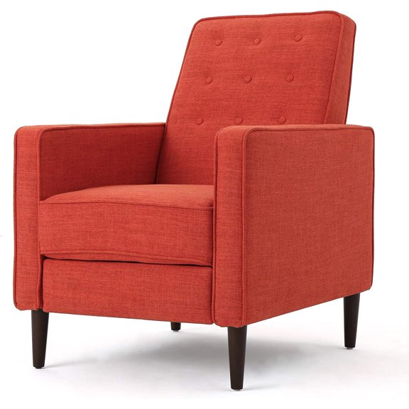 Christopher Knight Home Macedonia Mid Century Modern Tufted Back Fabric Recliner (Muted Orange)