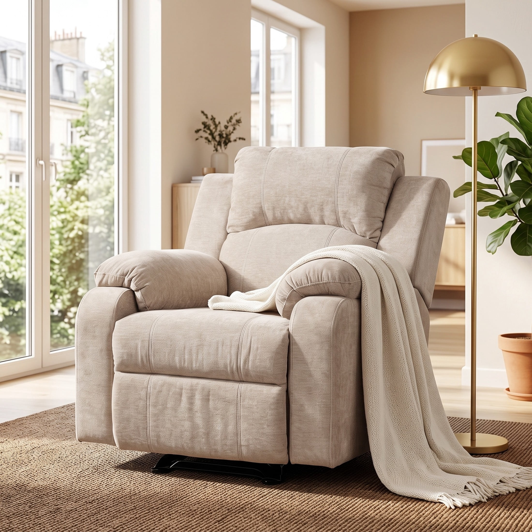 Christopher Knight Home Manual Recliner Chair with 3-Position Adjustable Backrest, Chenille Upholstery, Oatmeal