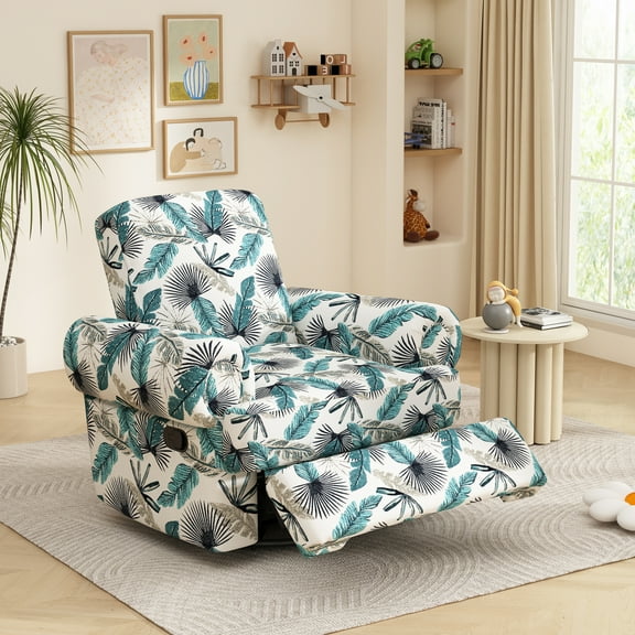 Christopher Knight Home Manual Recliner Chair with Swivel Rocker for Living Room, Chenille, Feather Print