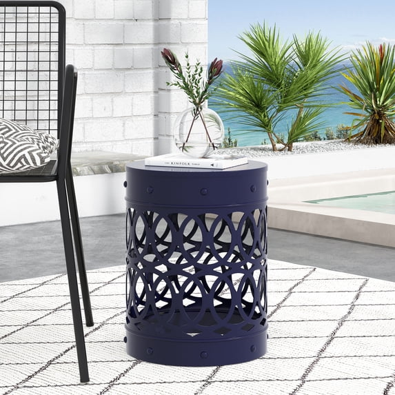 Christopher Knight Home Mellie Outdoor Outdoor Metal Side Table by Navy Blue