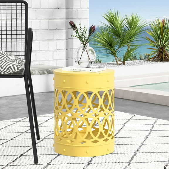 Christopher Knight Home Mellie Outdoor  Outdoor Metal Side Table by  Yellow