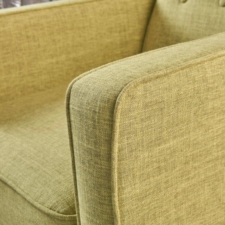 Christopher Knight Home Mervynn Mid-Century Modern Button Tufted Fabric Recliner by Muted Green Pushback Recline