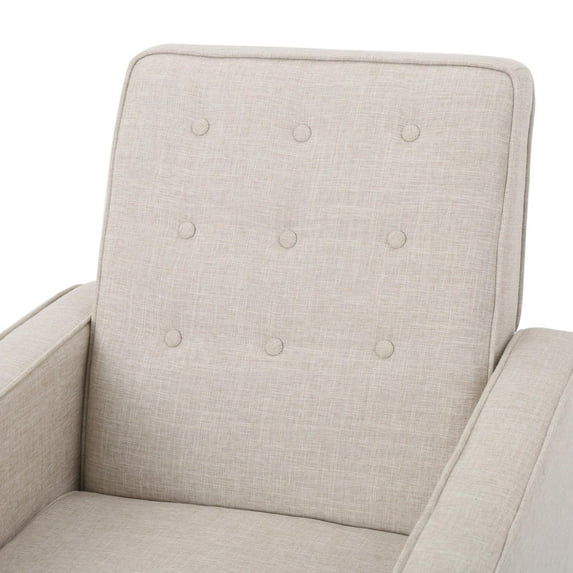 Christopher Knight Home Mervynn Mid-Century Modern Button Tufted Fabric Recliner by Wheat Pushback Recline