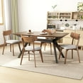 thumbnail image 1 of Christopher Knight Home Mid-Century 7-Piece Dining Set with Rectangular Table and 6 Light Beige Upholstered Chairs, 1 of 13