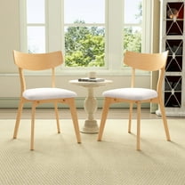 Christopher Knight Home Mid-Century Dining Chairs, Light Beige Upholstery with Natural Wood Frame, Set of 2