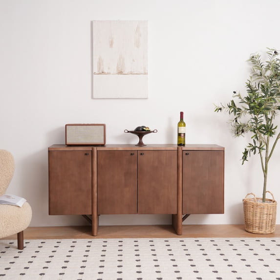 Christopher Knight Home Mid-Century Modern 60" Sideboard, 4-Door Storage, Adjustable Shelves, Espresso