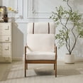 thumbnail image 1 of Christopher Knight Home Mid-Century Modern Accent Chair, Solid Wood Frame with High Back, Beige Boucle Cushions, 1 of 9