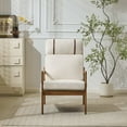 thumbnail image 1 of Christopher Knight Home Mid-Century Modern Accent Chair, Solid Wood Frame with High Back, Beige Cushions, 1 of 9