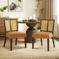 thumbnail image 1 of Christopher Knight Home Mid-Century Modern Rattan Dining Chairs, Upholstered Side Chairs, Solid Wood, Walnut+Caramel, Set of 2, 1 of 7