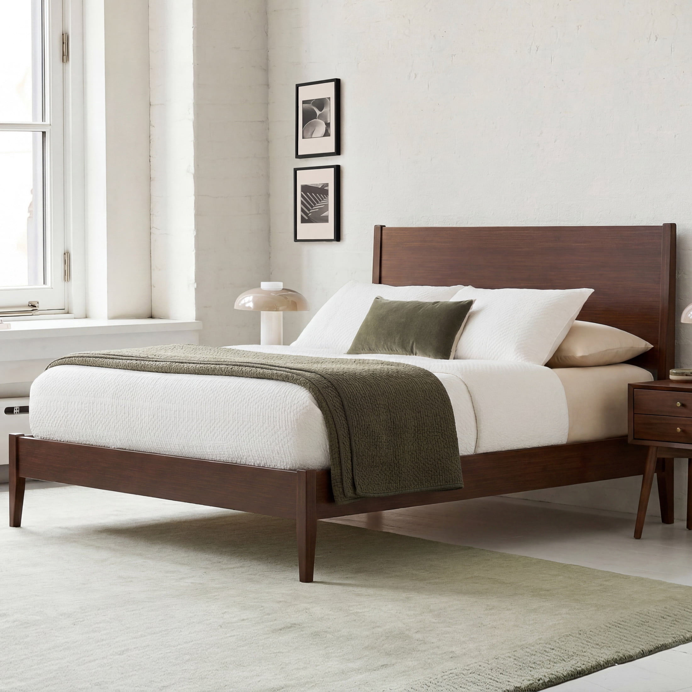 Christopher Knight Home Mid-Century Modern Solid Bamboo Wood Platform Bed, King Size, Chocolate