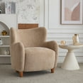 thumbnail image 1 of Christopher Knight Home Mid-Century Modern Velvet Wingback Accent Chair with Birch Legs, Camel, 1 of 9
