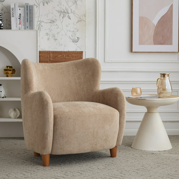Christopher Knight Home Mid-Century Modern Velvet Wingback Accent Chair with Birch Legs, Camel