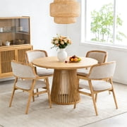 Christopher Knight Home Mid-Century Modern Wooden Dining Chairs with Cushion, Natural+Beige, Set of 4