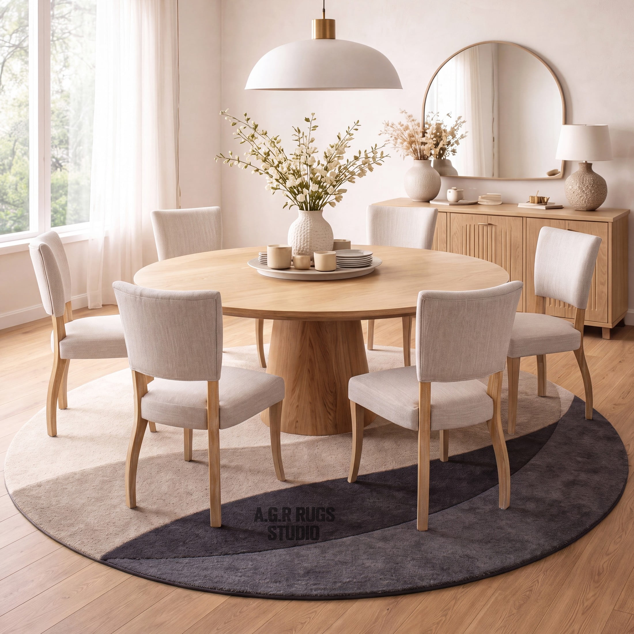 Christopher Knight Home Mid-Century Upholstered Wood Armless Dining Chairs, Beige+Natural, Set of 6