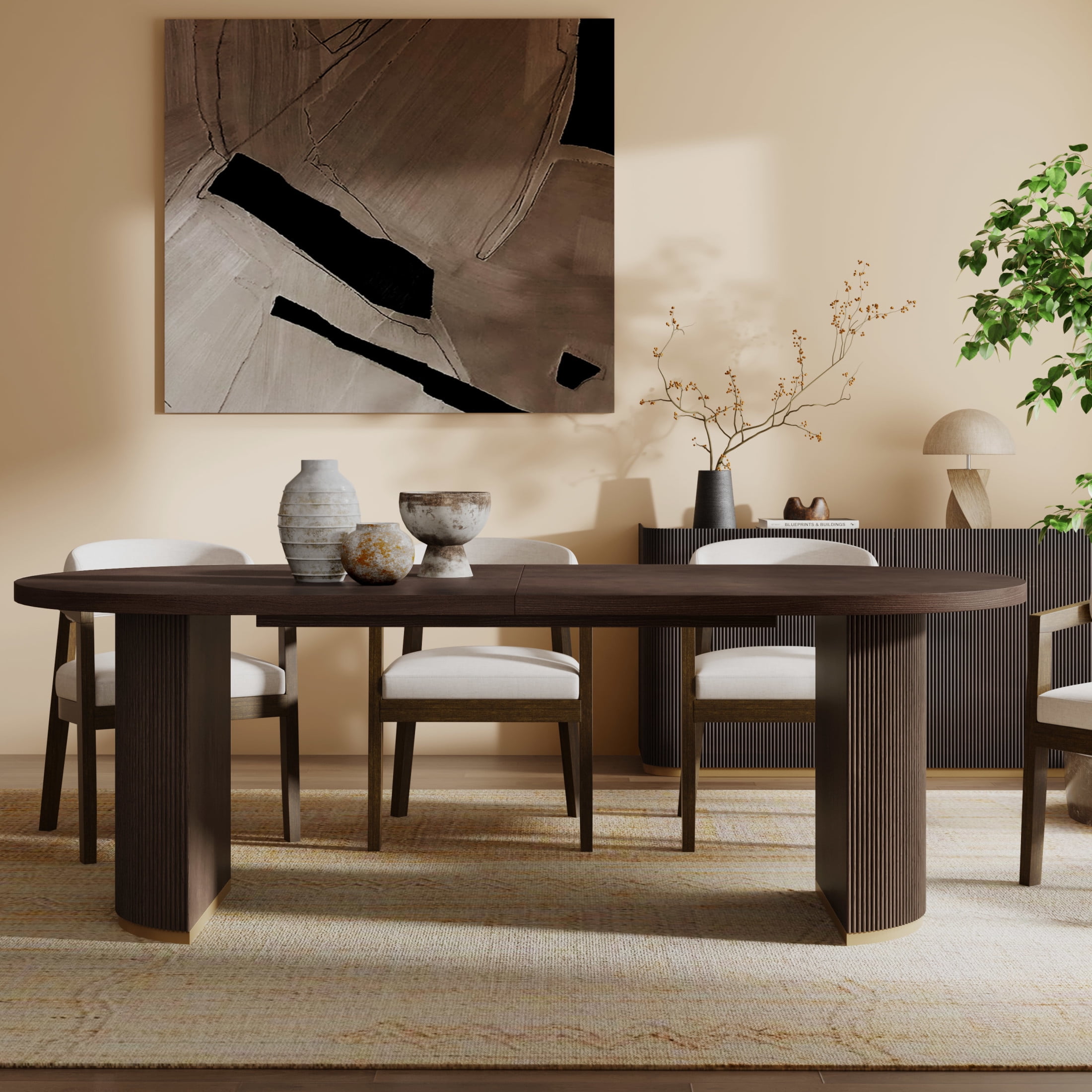 Christopher Knight Home Minimalist 88“ Oval Dining Table for 4-6, Espresso
