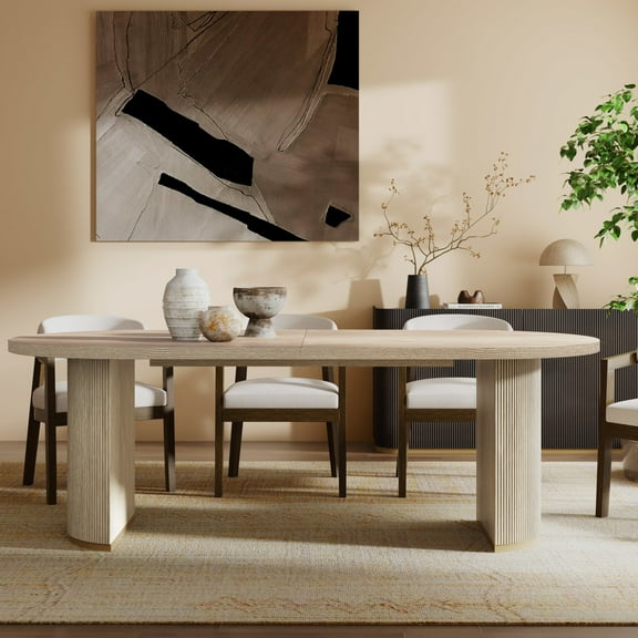 Christopher Knight Home Minimalist 88“ Oval Dining Table for 4-6, Light Ash