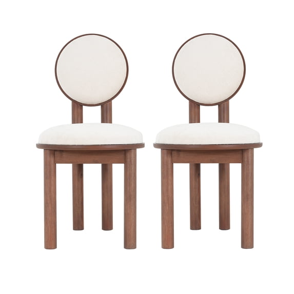 Christopher Knight Home Minimalist Beige Upholstered Dining Chairs, Solid Wood Frame, Walnut Finish