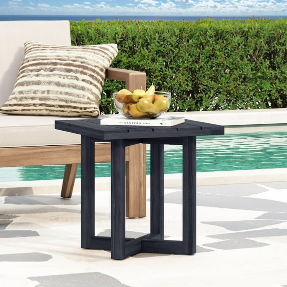 Christopher Knight Home Minimalist Outdoor Square Side Table, Solid Wood Frame, Black