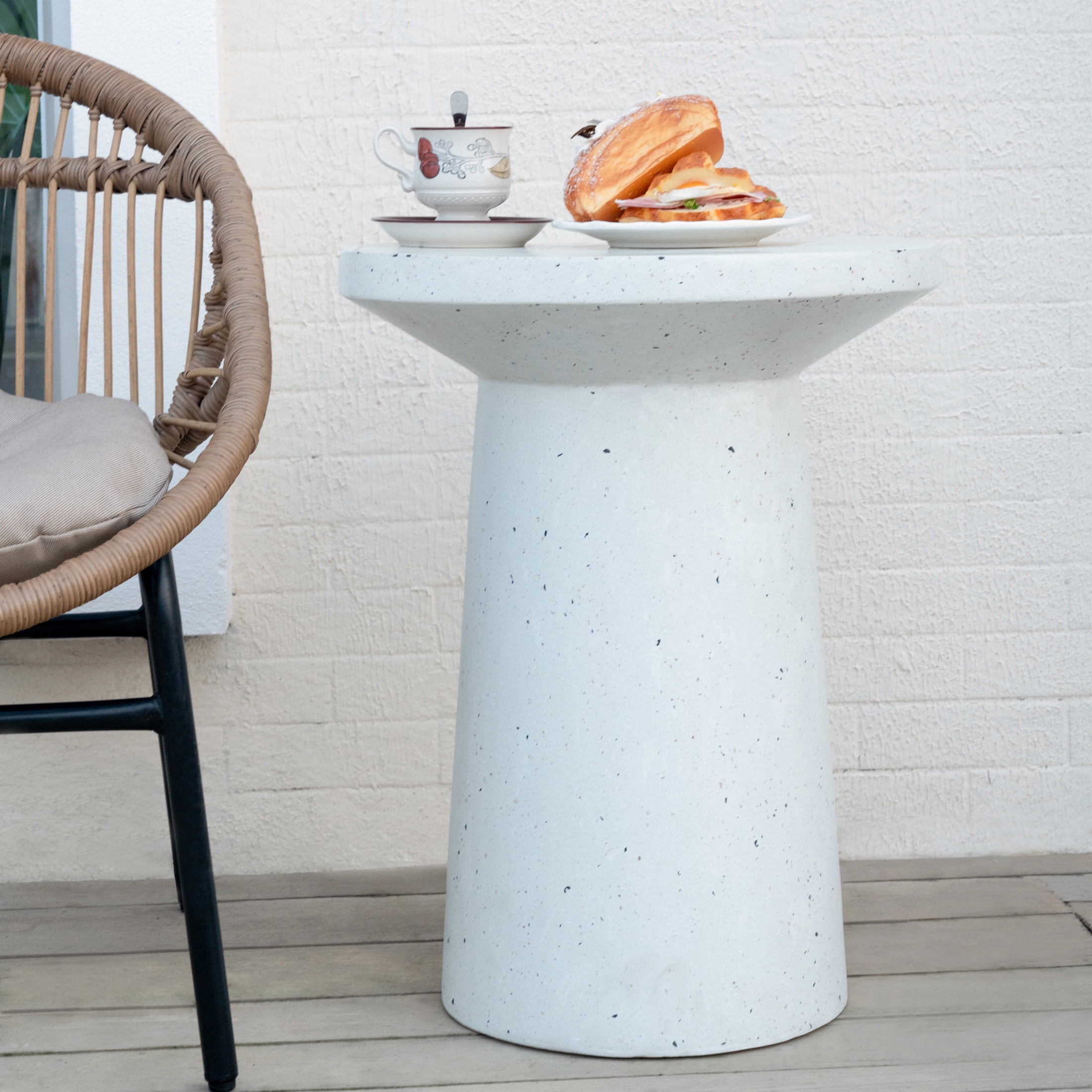 Christopher Knight Home Minimalist Round MGO Side Table, End Table for Indoor & Outdoor Use, White