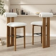 thumbnail image 1 of Christopher Knight Home Minimalist Upholstered Bar Stools, Solid Wood Frame, Cloud-Top Backrest, White, Set of 2, 1 of 10