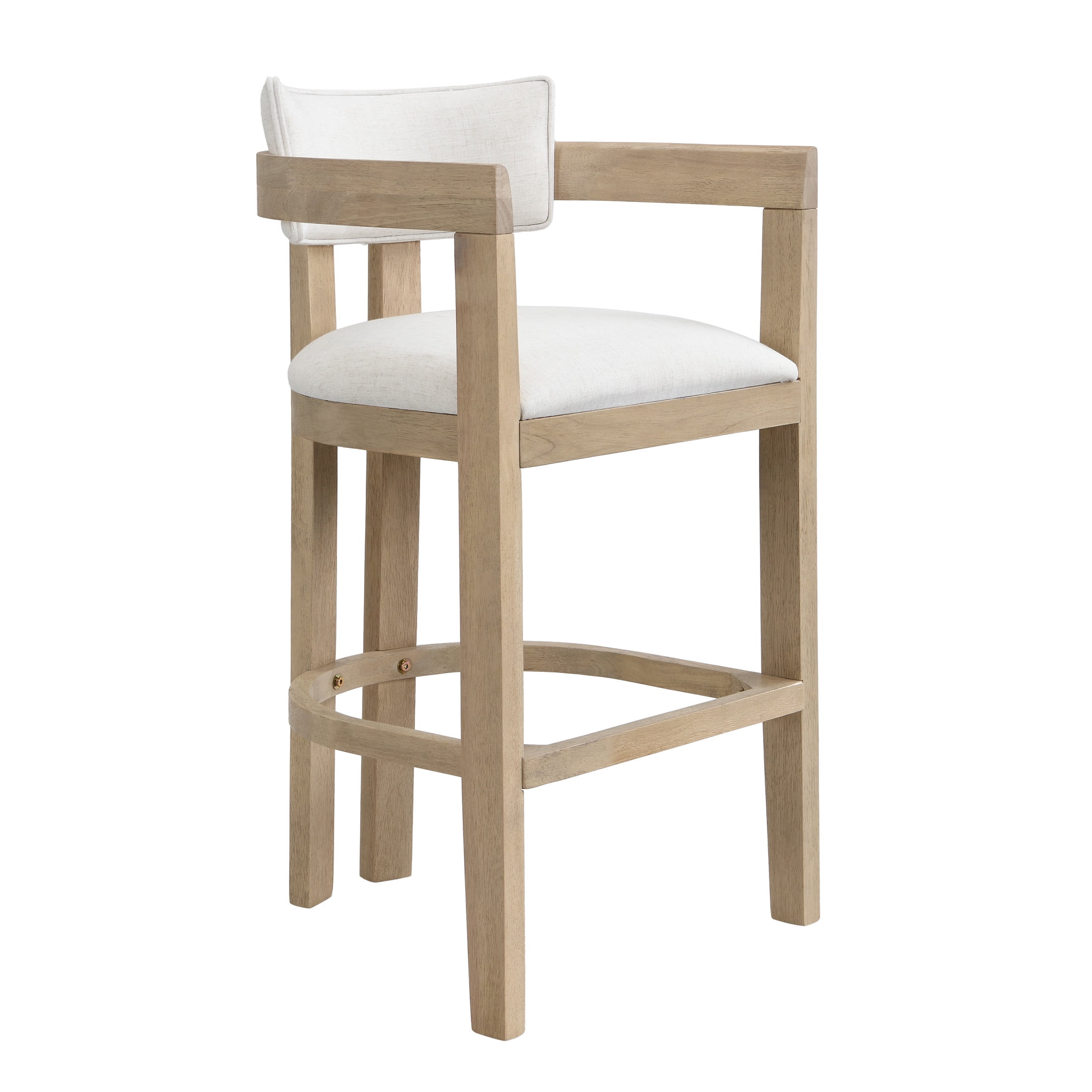 Christopher Knight Home Minimalist Upholstered Bar Stools with Curved Backrest, Solid Wood Frame, Light Ash, Set of 2