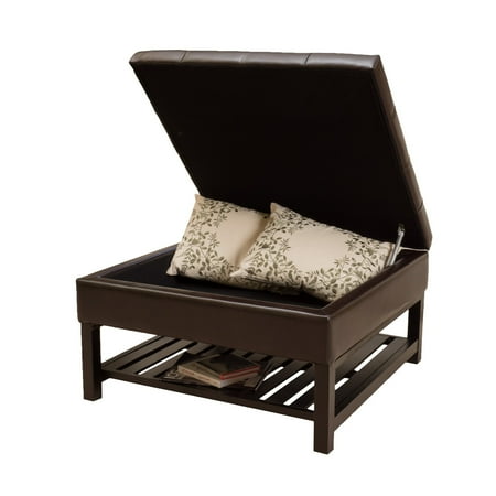 Christopher Knight Home Miriam Ottoman with Storage and Bottom Rack, Brown