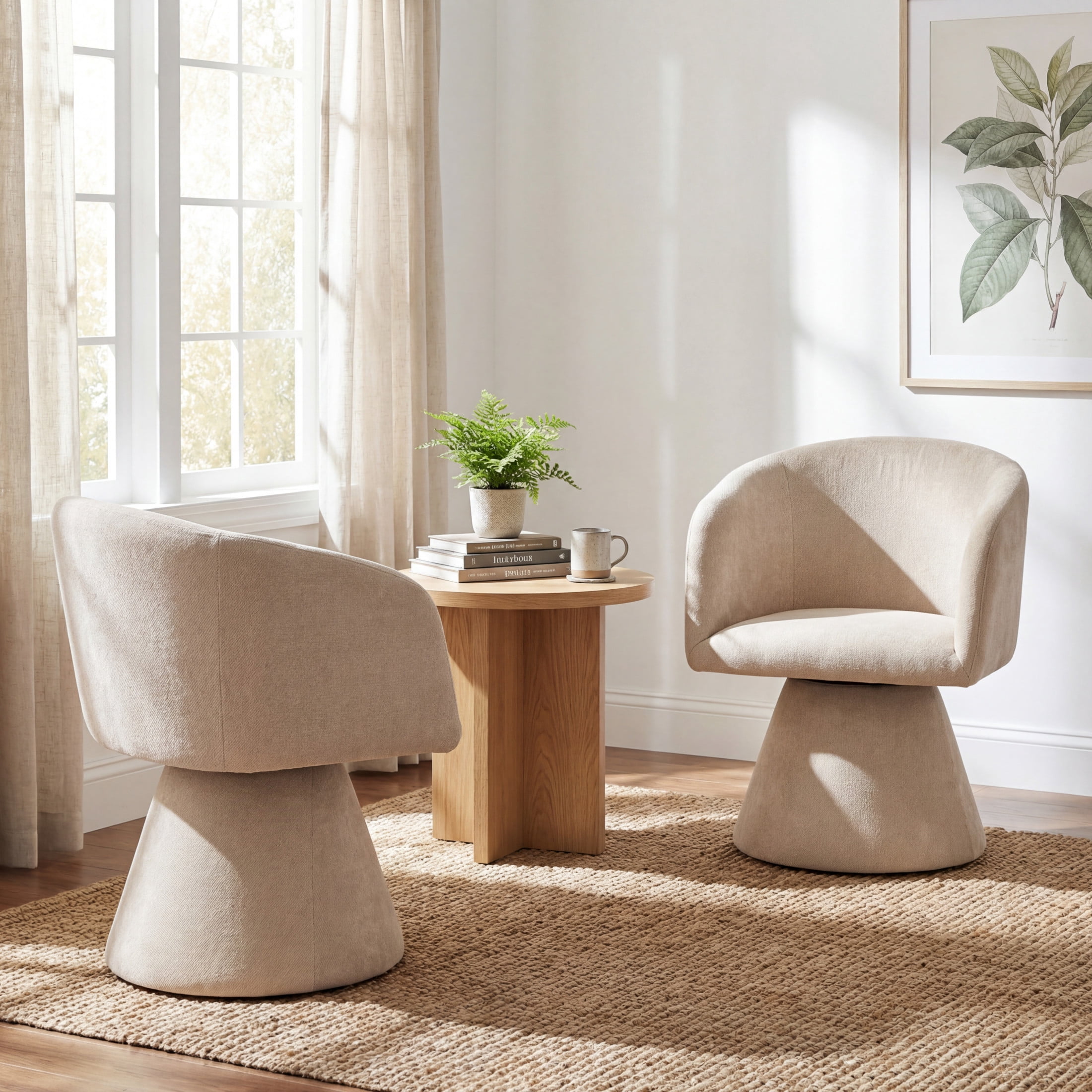 Christopher Knight Home Modern 180° Swivel Upholstered Dining Armchairs, Oatmeal, Set of 2
