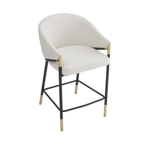 Christopher Knight Home Modern 26" Upholstered Count Height Bar Stool with Curved Armrests, Beige, Set of 2