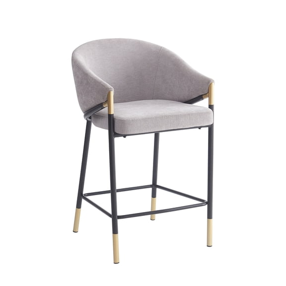 Christopher Knight Home Modern 26" Upholstered Count Height Bar Stool with Curved Armrests, Gray, Set of 2