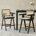 thumbnail image 1 of Christopher Knight Home Modern 27" Counter Height Bar Stools, Upholstery Seat, Solid Wood Frame, Black, Set of 2, 1 of 12