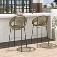thumbnail image 1 of Christopher Knight Home Modern 28.5" Outdoor Faux Wicker Bar Stools, Metal Frame, Green, Set of 2, 1 of 9