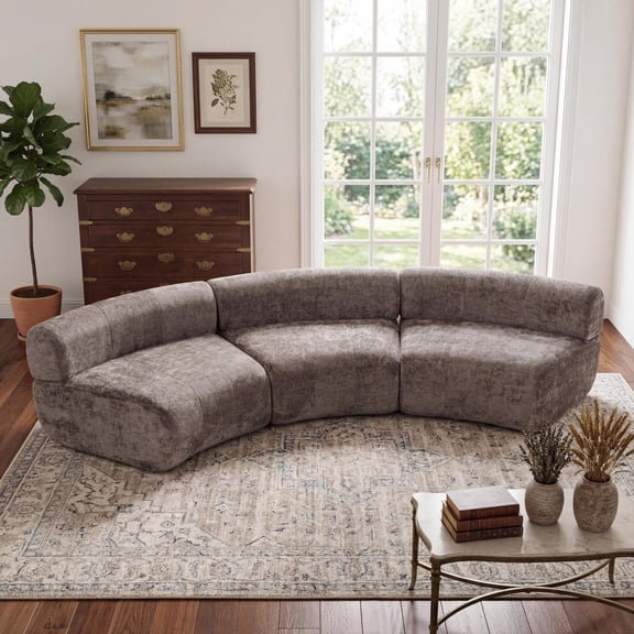 Christopher Knight Home Modern 3-Seater Compressed Curved Modular Sectional Sofa, Dark Brown