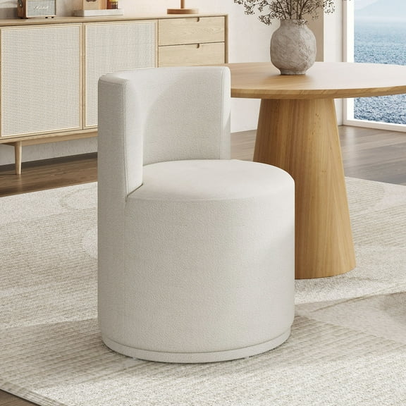 Christopher Knight Home Modern 360° Swivel Upholstered Dining Side Chair with Curved Backrest, Beige