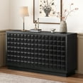 thumbnail image 1 of Christopher Knight Home Modern 4-Door Storage Cabinet with 3D Geometric Doors & Metal Trim, Wood Frame, Black, 1 of 11