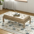 thumbnail image 1 of Christopher Knight Home Modern 48.4" Ottoman Bench, PU Leather Button-Tufted Cocktail Ottoman, Taupe Brown, 1 of 6