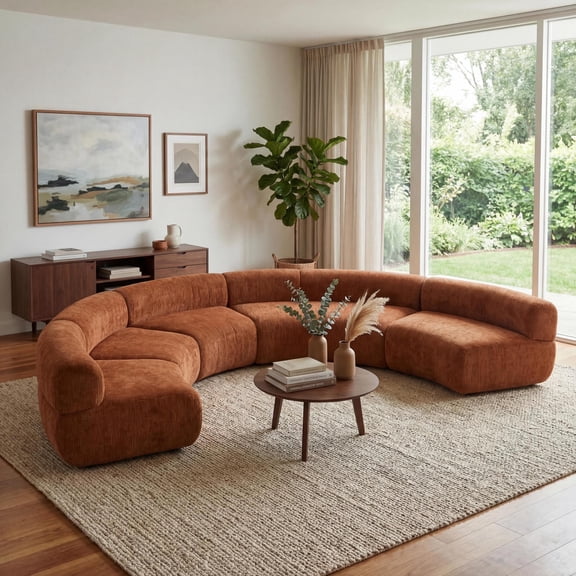 Christopher Knight Home Modern 5-Seater Compressed Curved Modular Sectional Sofa, Orange