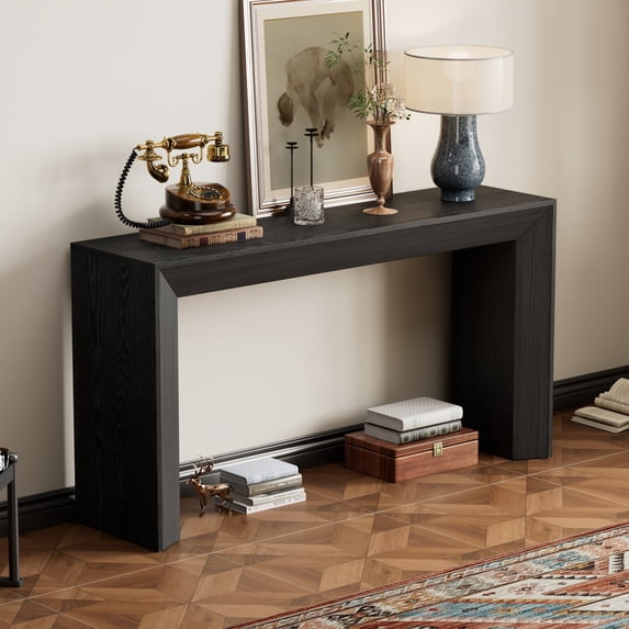 Christopher Knight Home Modern 59" Console Table, Wood Veneer Top, Black