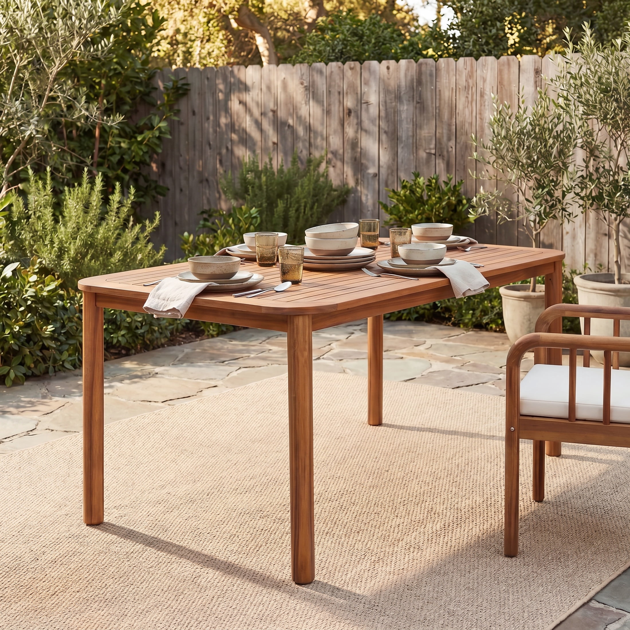 Christopher Knight Home Modern 6-Person Acacia Wood Outdoor Rectangular Dining Table, Teak Finish